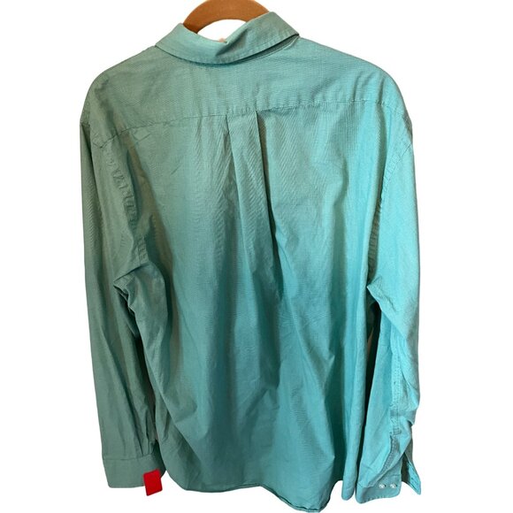 Chaps Long‎ Sleeve Button Up Light Green Tiny Checked Shirt Size 16 1/2 36/37 - Picture 3 of 8